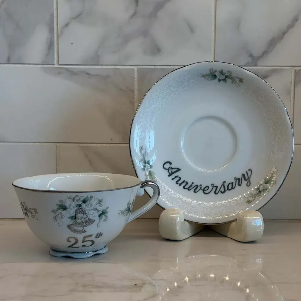 Lefton 25th Anniversary Teacup & Saucer China